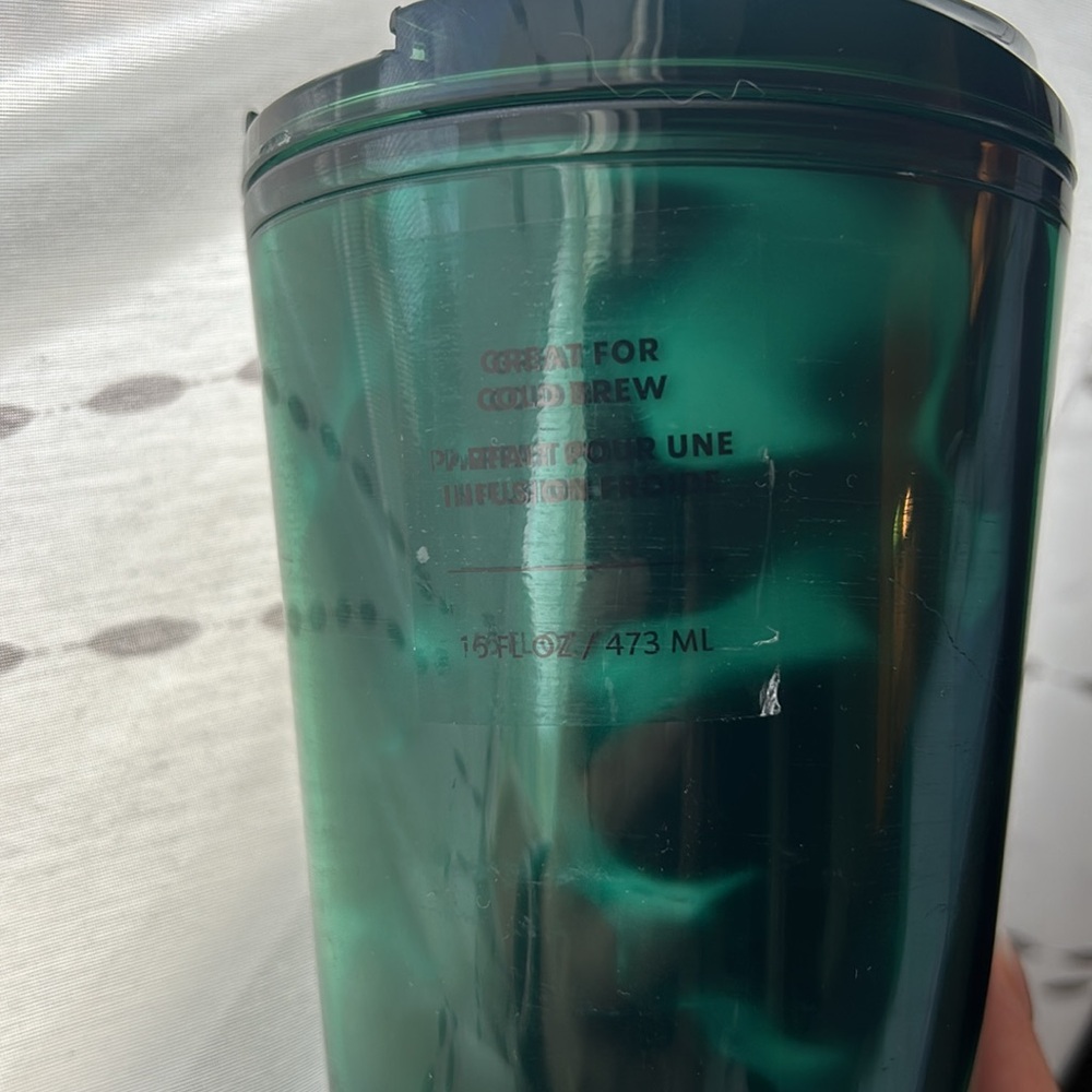 16oz Starbucks Dark Green Tortoise Tumbler with Lid - Picture 6 of 8